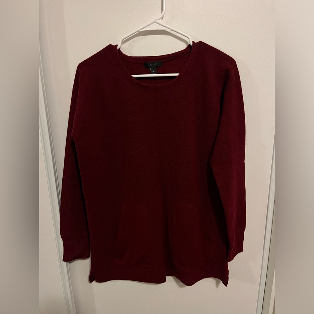 J Crew 100% Merino Wool Textured Two-Pocket Pullover Sweater  Women's Size S‎
